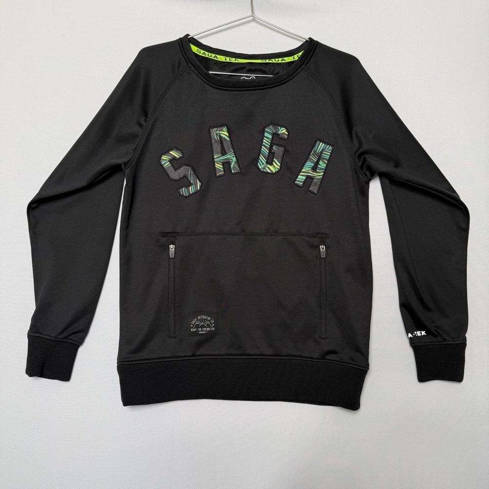 Saga Outerwear Riding Pullover Hoodie Black Tech Fleece Ski Snowboard Men's S